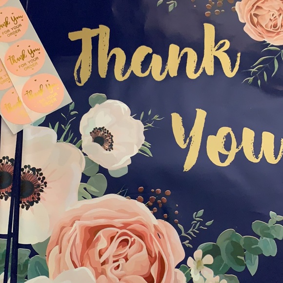 🆕 10 Blue Floral Thank You Poly Mailer Shipping Bags + Stickers New! - Picture 2 of 3